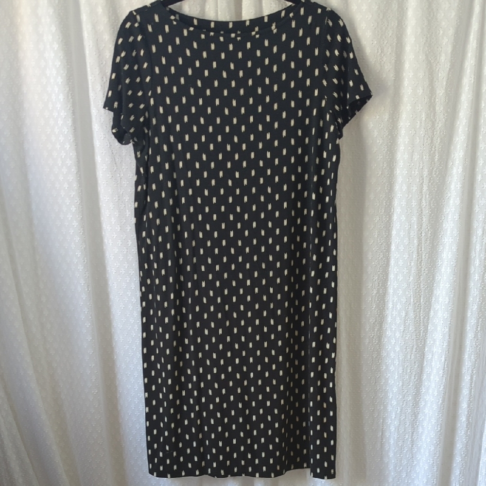 J. Jill Wearever Collection Black & White Short Sleeve Swing Dress, Size Small